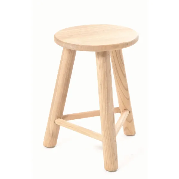 Shoreditch Small Low Round Wooden Stool 45cm High
