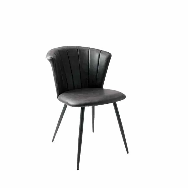 Modern Grey PU Leather Upholstered Curved Back Dining Chair