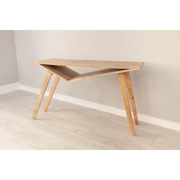 Natural Solid Mango Wood Geometric Coffee Table