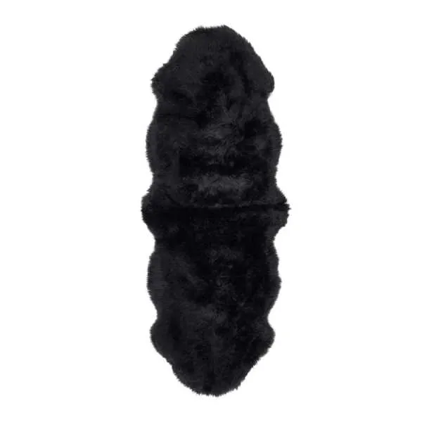 Origins Genuine Hand Finished Sheepskin Super Soft Adobe Black Double Rug 70x175cm