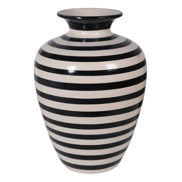 Large Monochrome Stripe Ceramic Vase