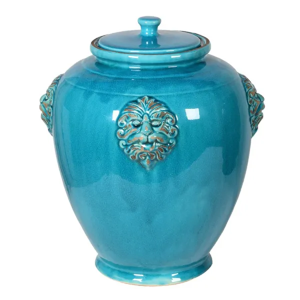 Large Turquoise Lidded Jar