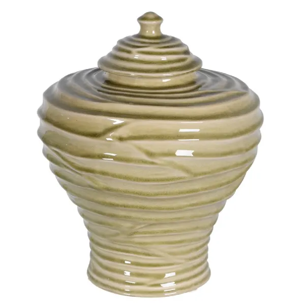 Small Sage Rippled Lidded Vase