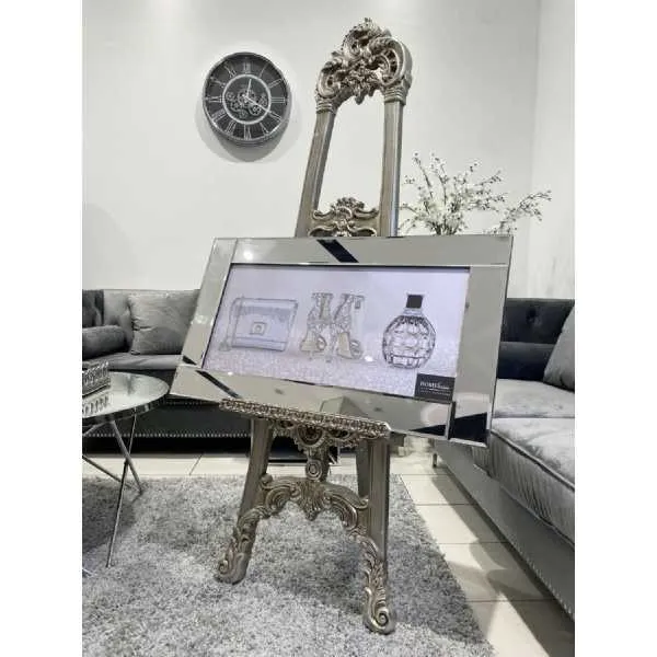 Silver Bag Shoes Perfume Wall Art Mirror Frame
