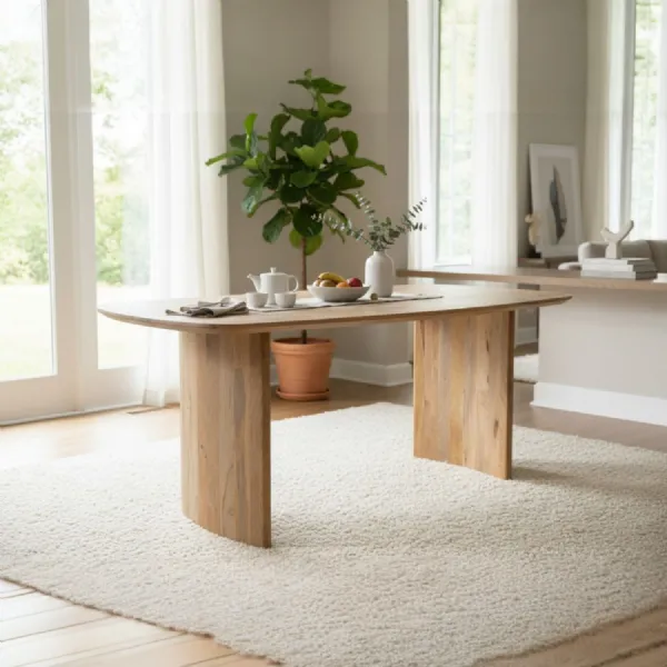 Modern Light Mango Wood Large 6 Seater 1.8M Dining Table