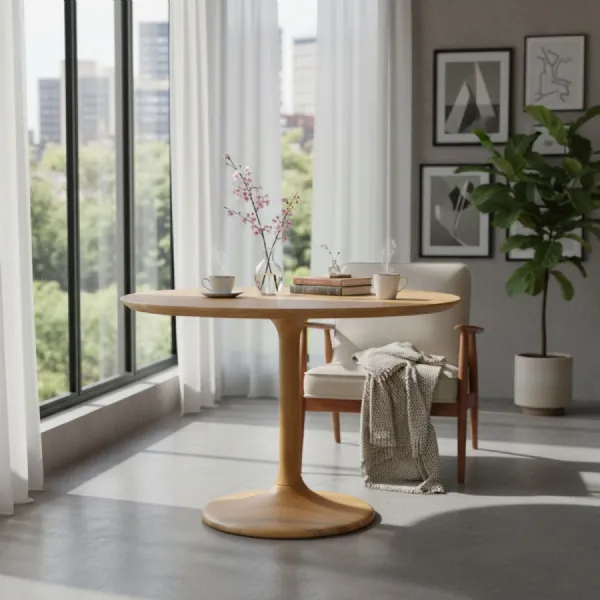 Modern Solid Mango Wood 2 Seater Round Dining Table