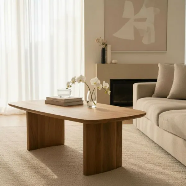 Modern Brown Mango Wood Coffee Table