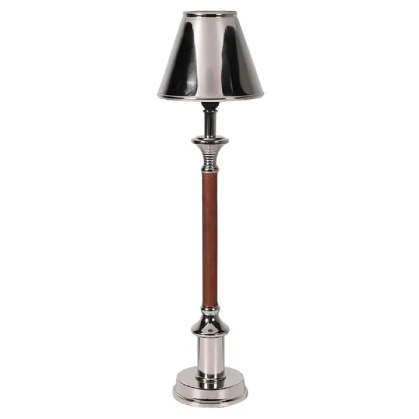 Nickel and Leather Table Lamp
