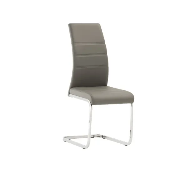 Grey Leather Effect Horizontal Stitched Dining Chair