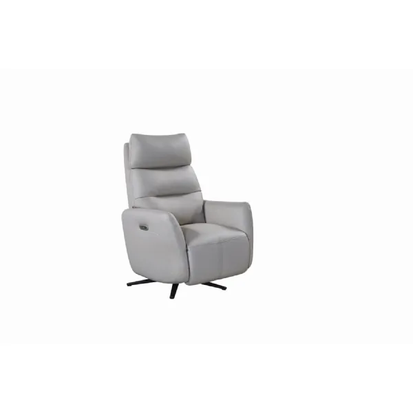 Grey Leather Swivel Electric Power Recliner Chair