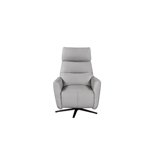 Light Grey Leather Lift and Riser Swivel Recliner Chair
