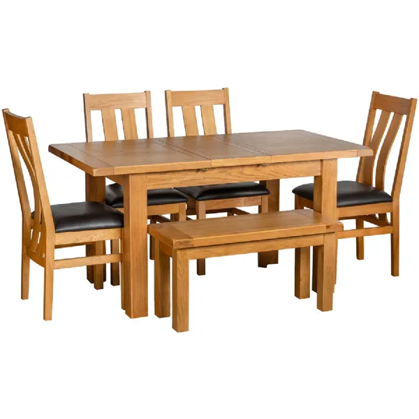 Natural Waxed Oak Small Extending Dining Table