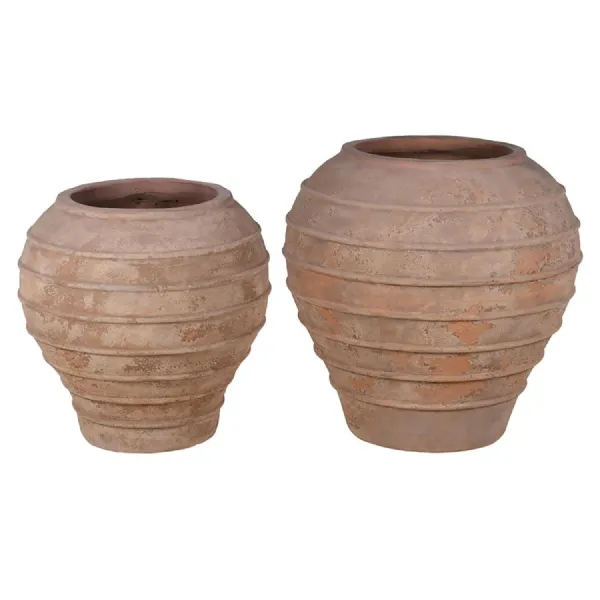 Set of 2 Ribbed Bulbous Planters
