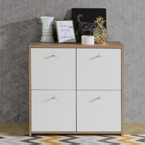 Best Chest 4 Door Storage Cabinet White And Oak