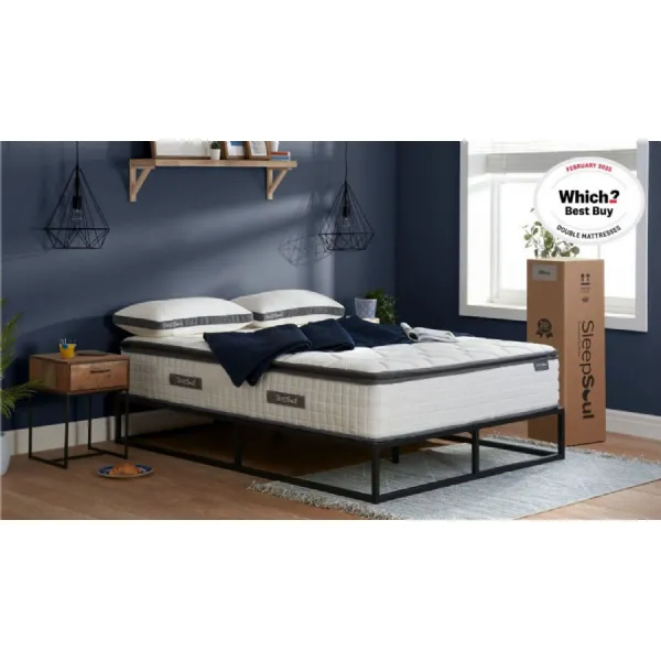 White Fabric Double 800 Pocket Spring Pillow Top Mattress