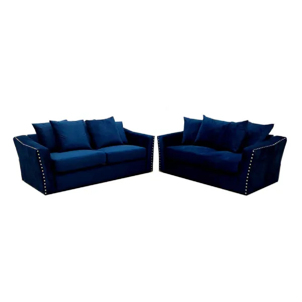 Lincoln 3 And 2 Seater Sofa with Scatter Back Cushion Marine Blue