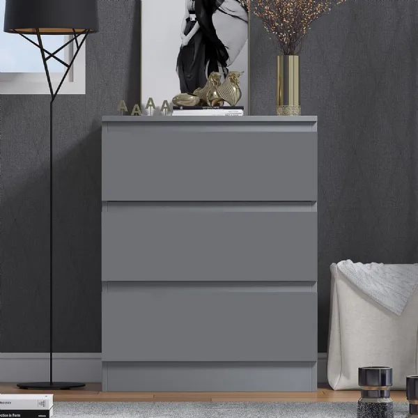 Stora 3 Drawer Chest of Drawers Matt Dark Grey