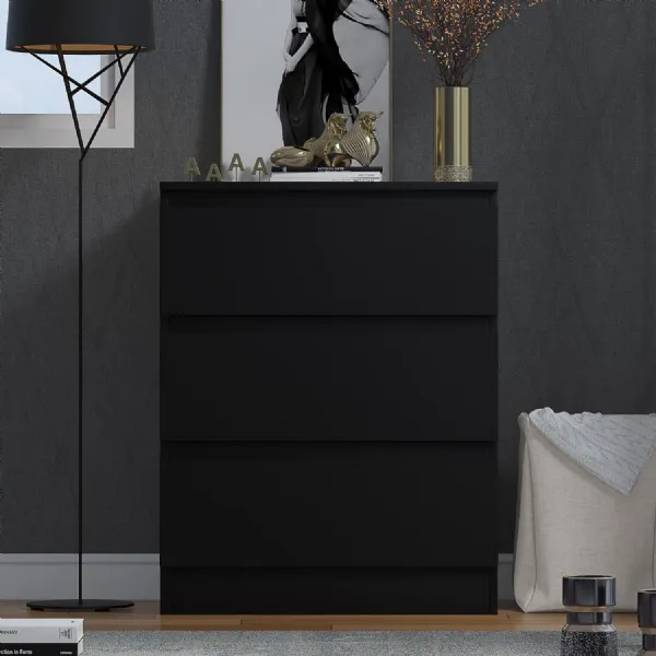 Stora 3 Drawer Chest of Drawers Matt Black