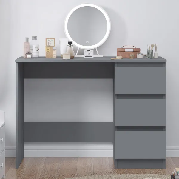 Stora 3 Drawer Dressing Table Matt Dark Grey