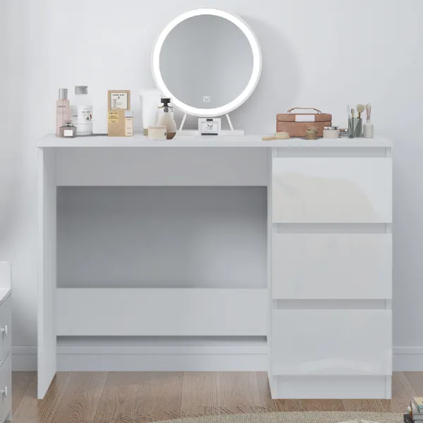 Stora 3 Drawer Dressing Table White Gloss Front