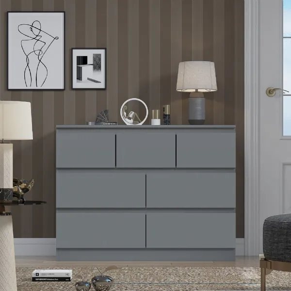 Stora 7 Drawer Merchant Chest Of Drawers Matt Dark Grey