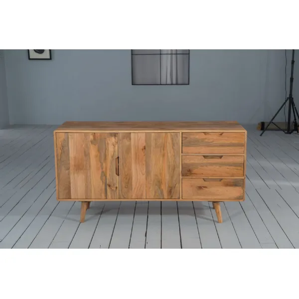 Scandinavian Natural Mango Wood Large Sideboard