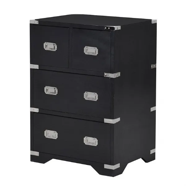 Black 4 Drawer Bedside Chest