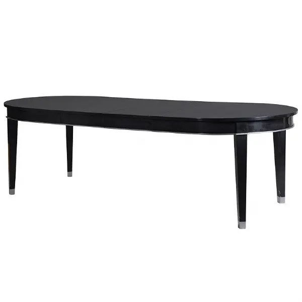 Large Modern Black Extendable Oval Dining Table