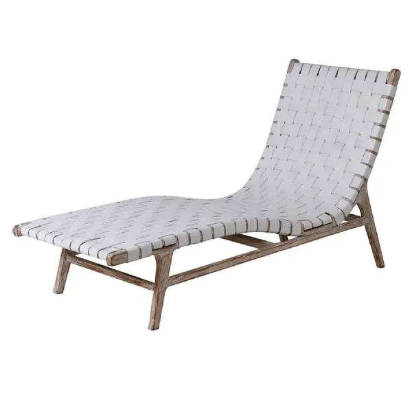White Leather Lattice Lounger