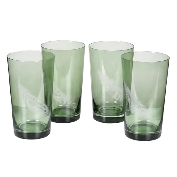 Set of 4 Green Palm Tumblers