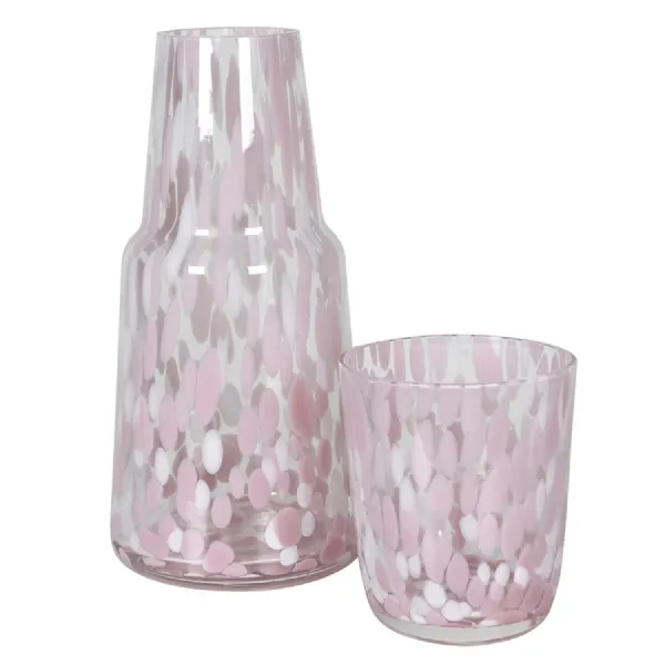 Pink Glass Carafe & Tumble