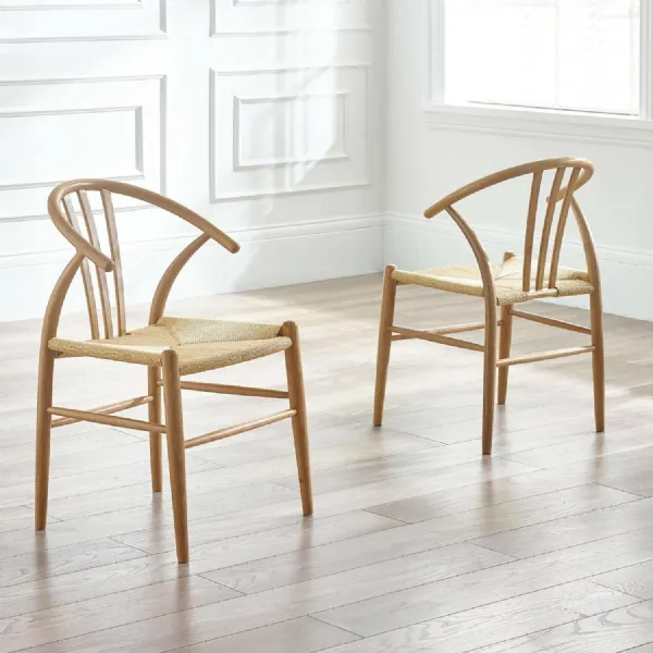 Set of 2 Symi Natural Oak Dining Chairs