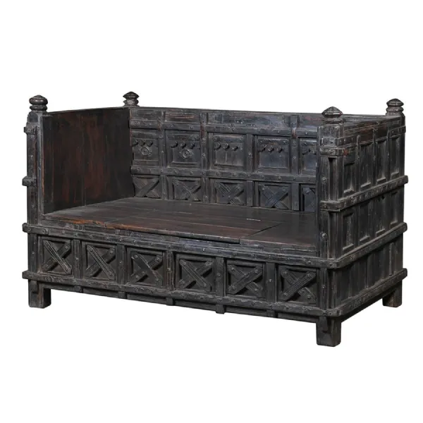 Blue Wooden Pitara Bench