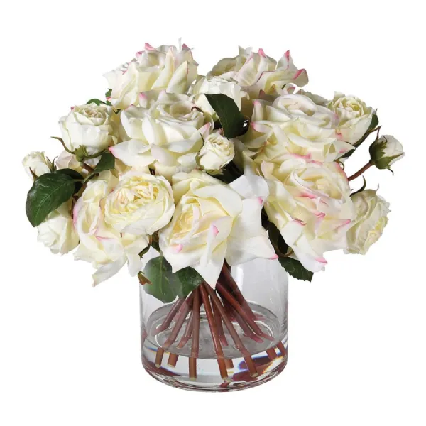 Roe Arrangement in Glass Vase