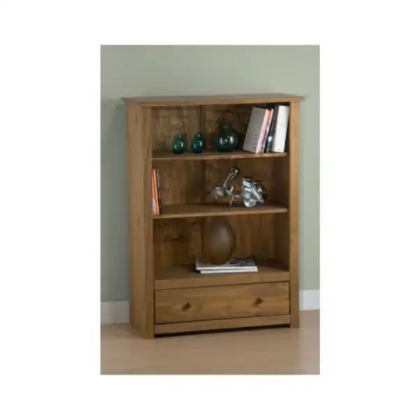 Santana Solid Pine 1 Drawer Low Bookcase