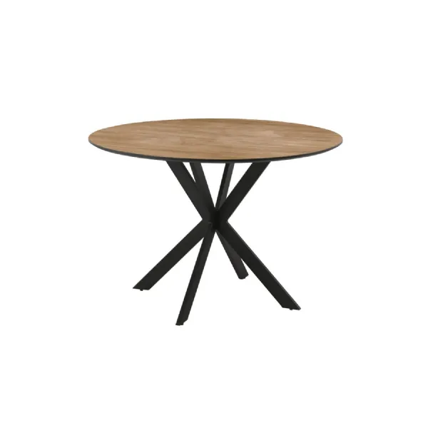 Oak Marble Effect Round Crossleg Small Dining Table 110cm