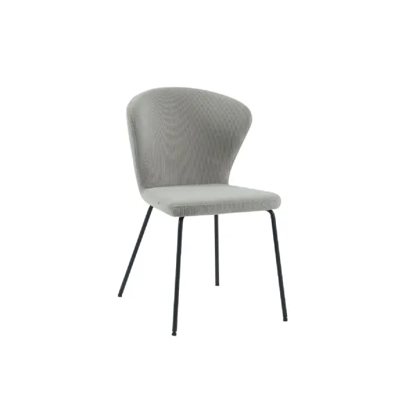Stone Fabric Curved Back Dining Chair with Metal Legs