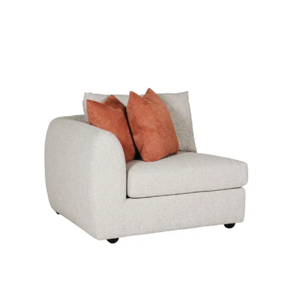 Natural Fabric Left Hand Facing Arm Sectional with Cushions