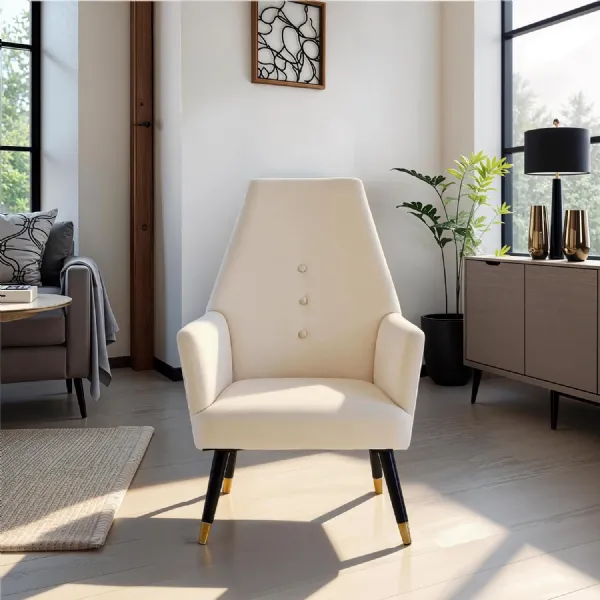 Loretta Accent Chair Stone Velvet Button Detail Armchair