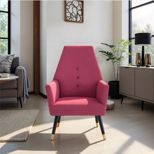 Loretta Accent Chair Red Wine Velvet Button Detail Armchair
