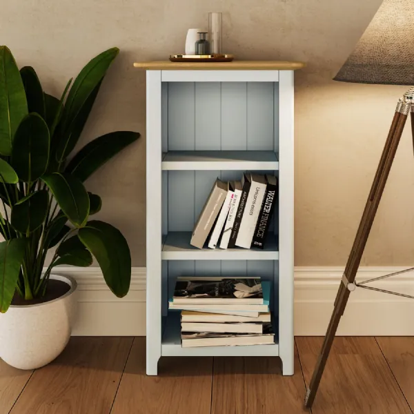 Taberno Oak 3 Tier Bookcase Linen White