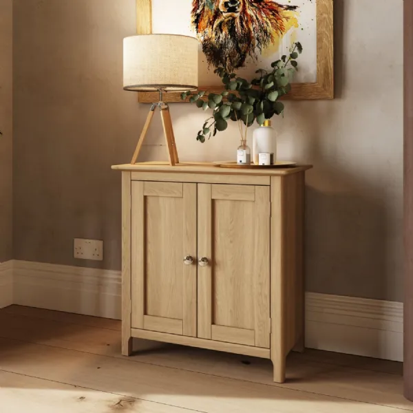 Taberno Oak 2 Door Compact Sideboard Natural Oak