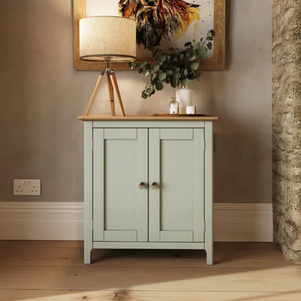 Taberno Oak 2 Door Compact Sideboard Sage Green