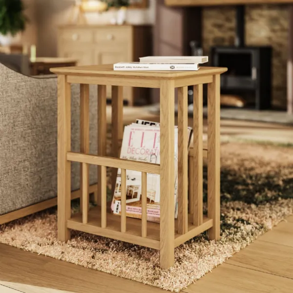 Taberno Oak Magazine Rack Turntable Stand Natural Oak
