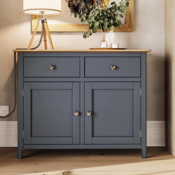 Taberno Oak 2 Door 2 Drawer Sideboard Graphite Blue