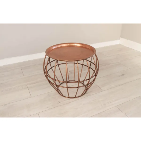 Antique Copper Steel Basket Design Large Round Coffee Table