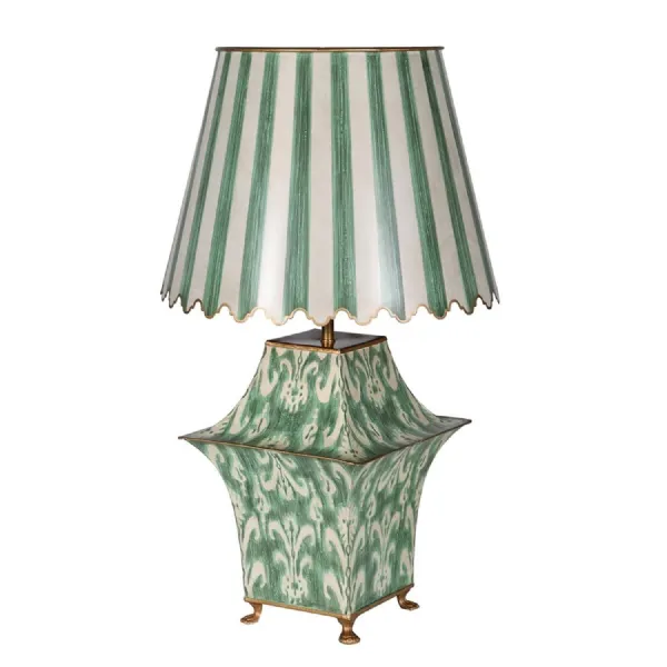 Forest Green Metal Ikat Table Lamp