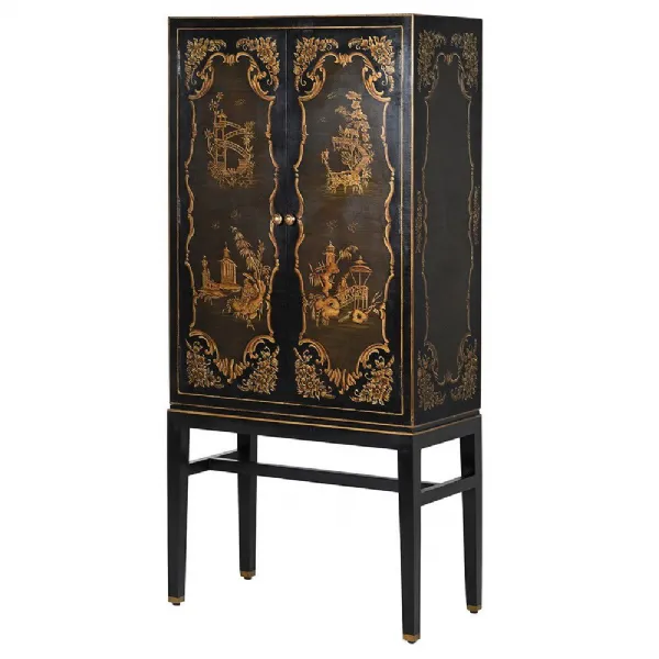 Black Oriental Deco Drinks Cabinet