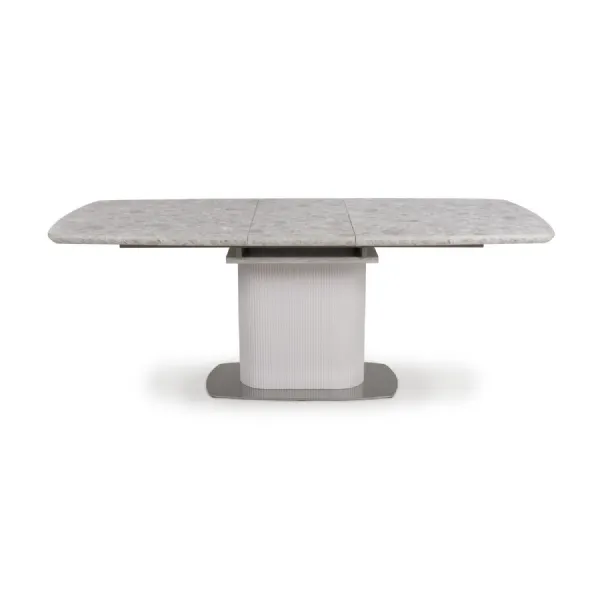 White Marble Effect Wooden Large Dining Table with Extension