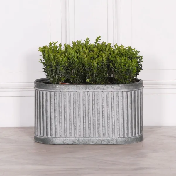 Ribbed Metal Planter Small